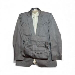 Vintage Silverado Suit 42 Pants 34 Grey Western Rockabilly Union Made In USA